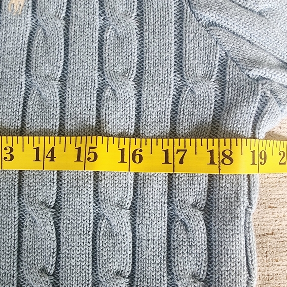 Polo Ralph Lauren Cable-knit Cotton V neck Blue Sweater L - Picture 4 of 6